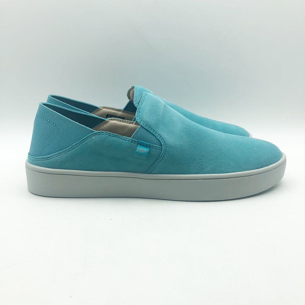Spenco Womens Saylor Slip On Sneakers Size 7 Aqua Sea Blue Leather APMA NIB - Picture 3 of 11
